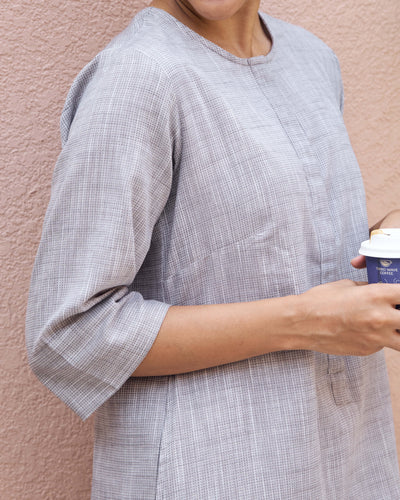 Ink Pen Kurta in Mist Grey