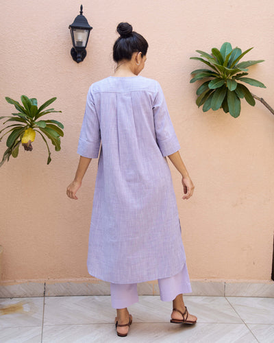 Ink Pen Kurta Set in Lilac