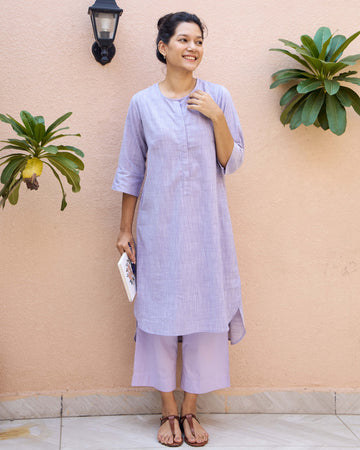 Ink Pen Kurta in Lilac
