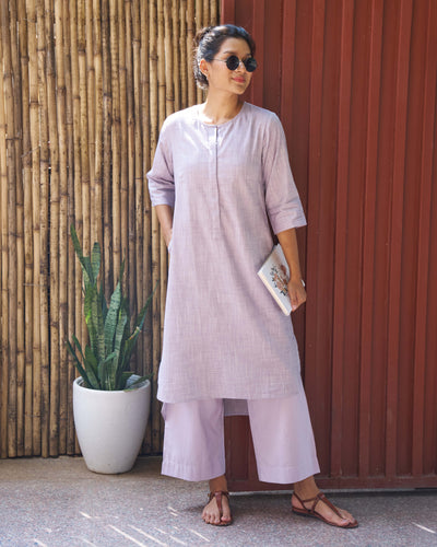 Ink Pen Kurta Set in Lilac