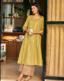 Kaju Katli Kurta Set in Sage Green and Sand