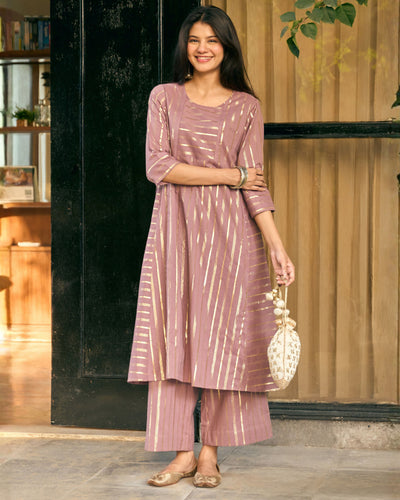 Kaju Katli Kurta in Deep Lilac