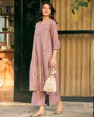 Kaju Katli Kurta Set in Deep Lilac