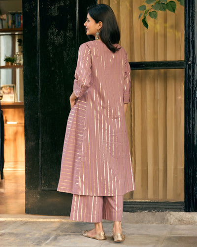 Kaju Katli Kurta Set in Deep Lilac