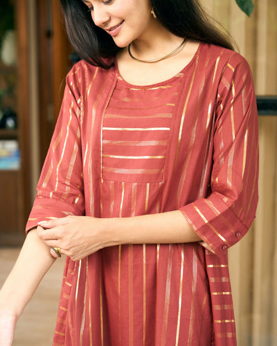 Kaju Katli Kurta in Brick Red