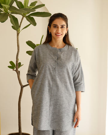 Sunday Paper Kurta in Calm Grey