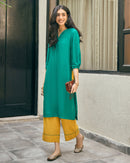 Lifafa Long Kurta Set in Emerald Green