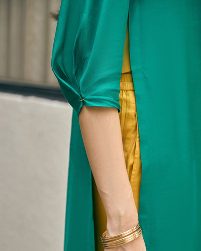 Lifafa Long Kurta in Emerald Green