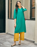 Lifafa Long Kurta in Emerald Green