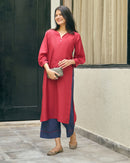 Lifafa Long Kurta in Ruby Red