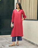 Lifafa Long Kurta Set in Ruby Red