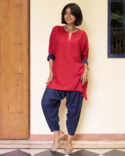 Lifafa Set in Ruby Red & Navy