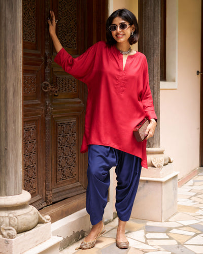 Lifafa Set in Ruby Red & Navy