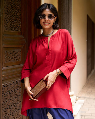 Lifafa Set in Ruby Red & Navy
