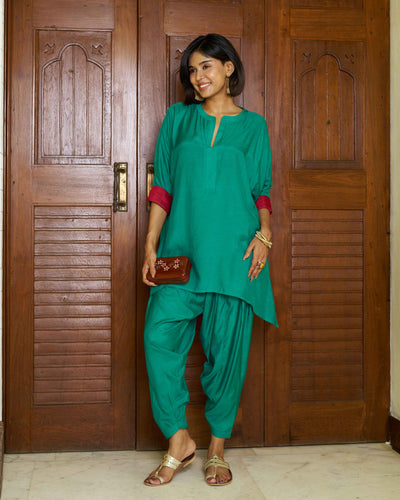 Lifafa Co-ord Set in Emerald Green