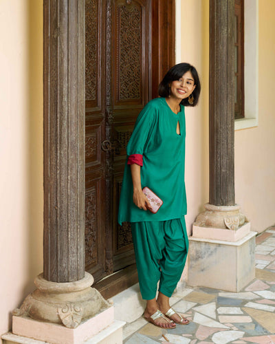 Lifafa Co-ord Set in Emerald Green