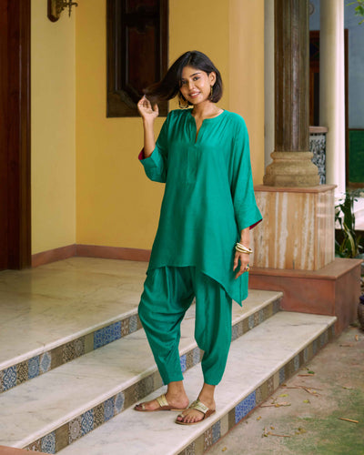 Lifafa Co-ord Set in Emerald Green