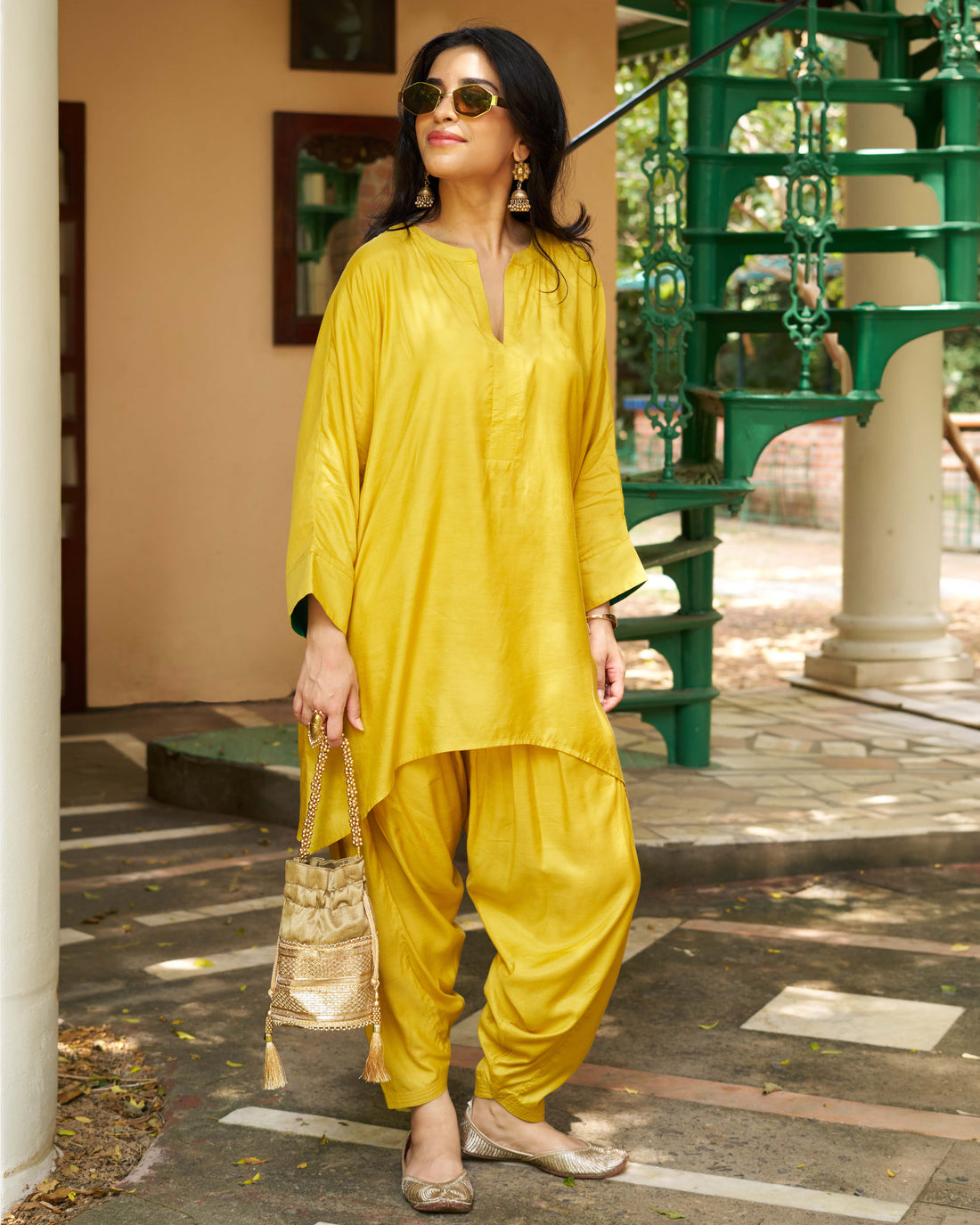 Lifafa Kurta in Mustard