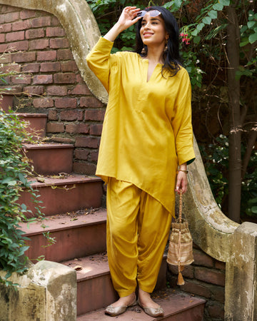 Lifafa Kurta in Mustard