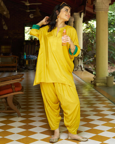 Lifafa Co-ord Set in Mustard