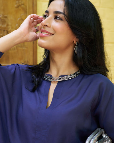 Lifafa Kurta in Navy