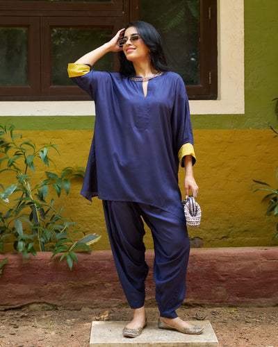 Lifafa Kurta in Navy