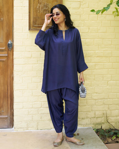 Lifafa Co-ord Set in Navy