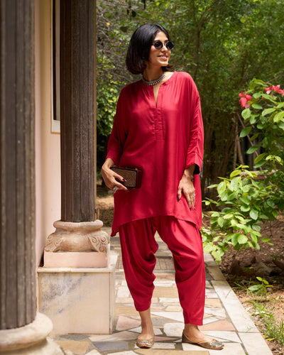 Lifafa Co-ord Set in Ruby Red