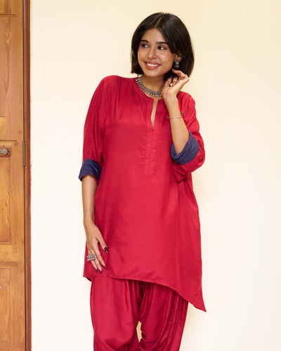 Lifafa Kurta in Ruby Red