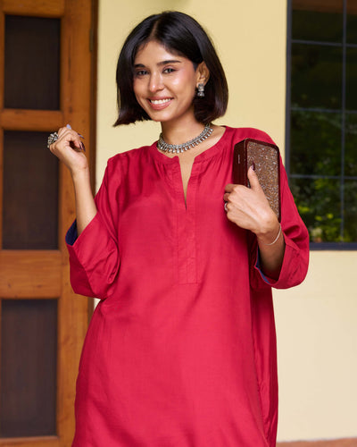 Lifafa Set in Ruby Red & Navy