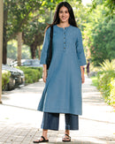 Paper Plane Kurta Set in Denim