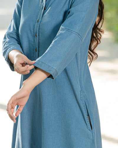 Paper Plane Kurta Set in Denim