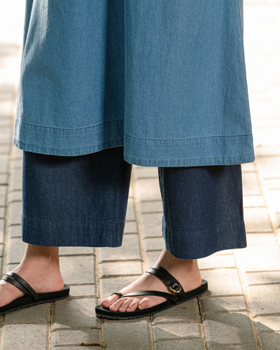 Paper Plane Kurta Set in Denim