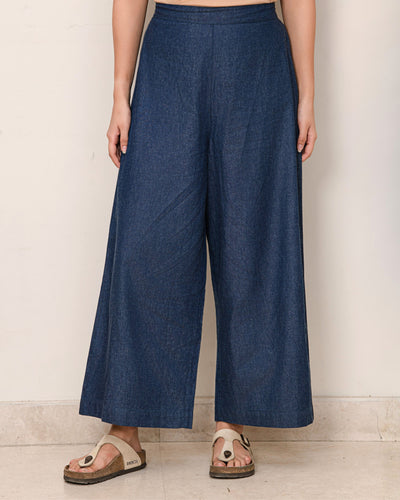 Paper Plane Kurta Set in Denim