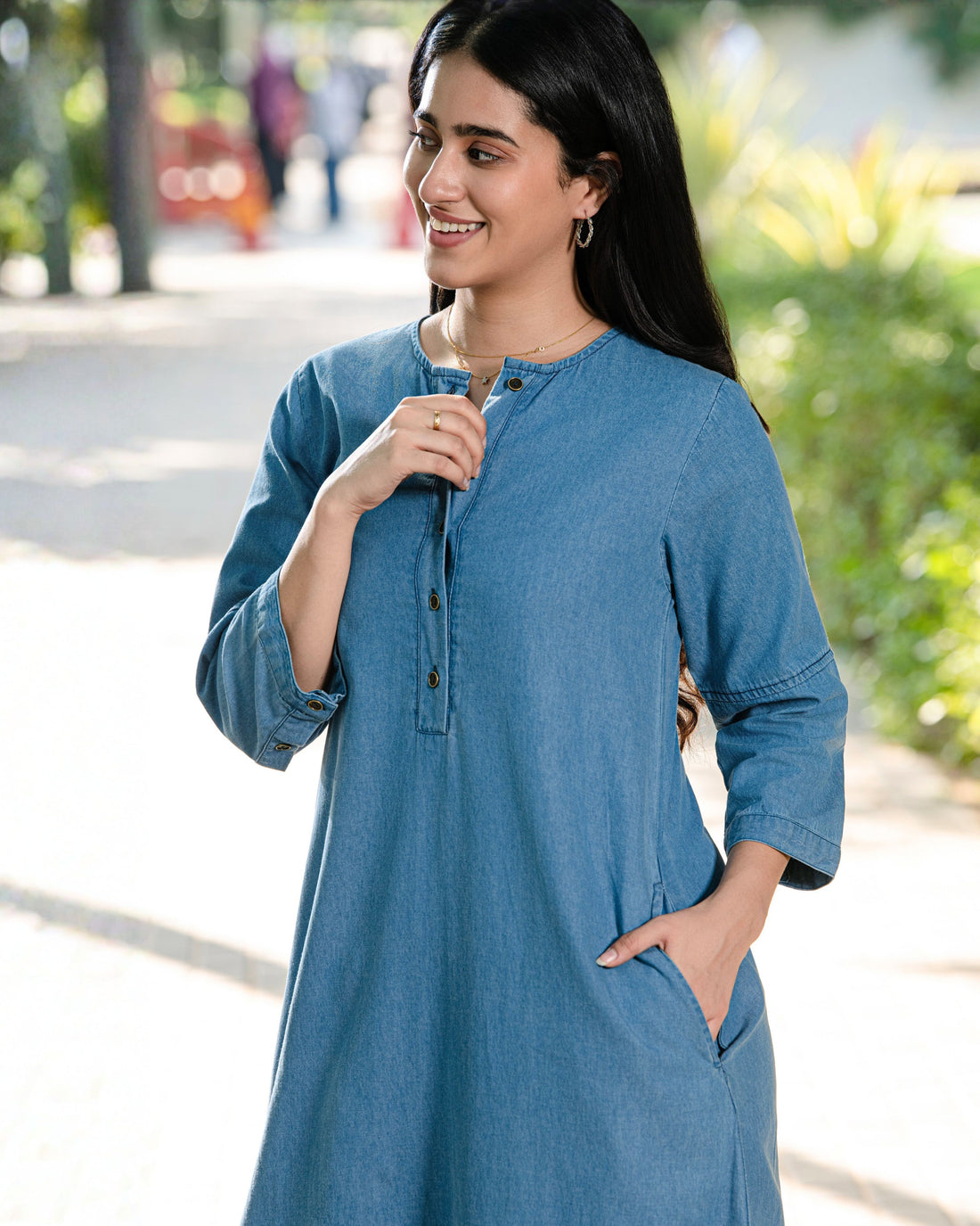 Paper Plane Kurta in Denim