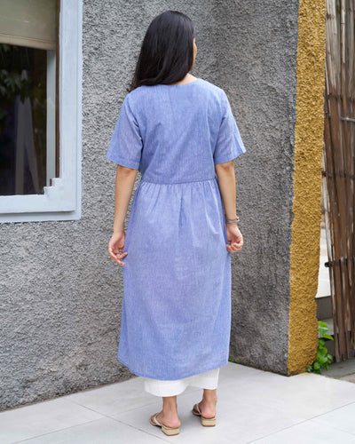 Pitara Co-ord Set in Blue with Ivory Pants