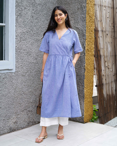 Pitara Co-ord Set in Blue with Ivory Pants