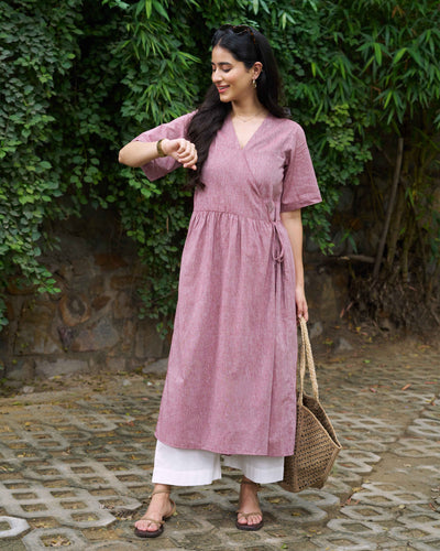 Pitara Co-ord Set in Burgundy with Ivory Pants
