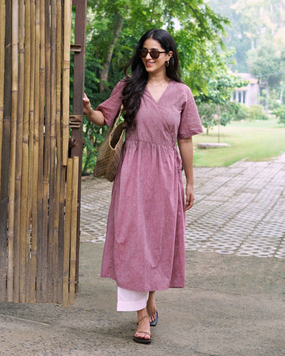 Pitara Co-ord Set in Burgundy with Ivory Pants