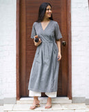 Pitara Co-ord Set in Grey with Ivory Pants