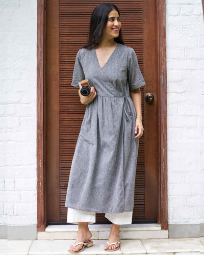 Pitara Co-ord Set in Grey with Ivory Pants
