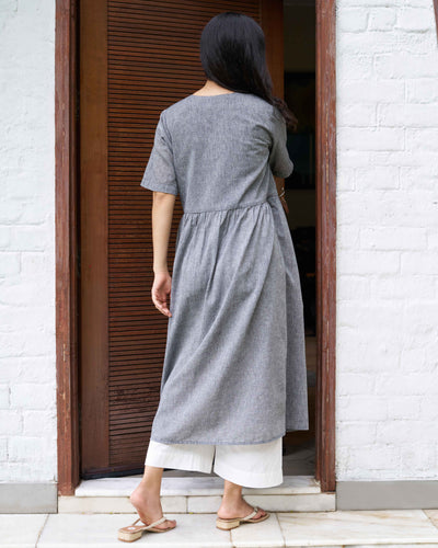 Pitara Co-ord Set in Grey with Ivory Pants