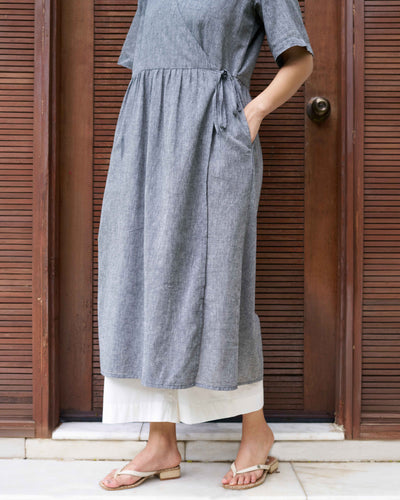 Pitara Co-ord Set in Grey with Ivory Pants