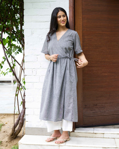 Pitara Co-ord Set in Grey with Ivory Pants