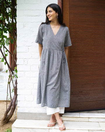 Pitara Co-ord Set in Grey with Ivory Pants