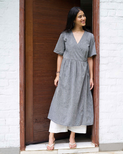 Pitara Co-ord Set in Grey with Ivory Pants