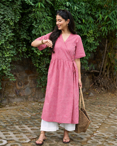 Pitara Co-ord Set in Spring Pink with Ivory Pants