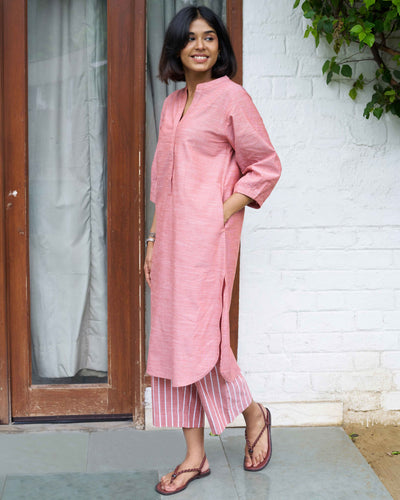 Playlist Kurta Set in Orange Wave