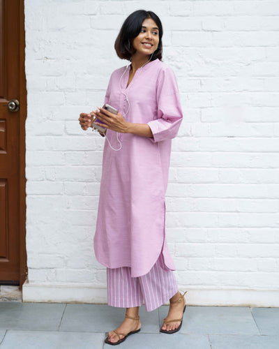 Playlist Kurta Set in Pink Vinyl