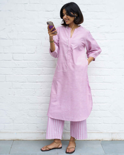 Playlist Kurta Set in Pink Vinyl